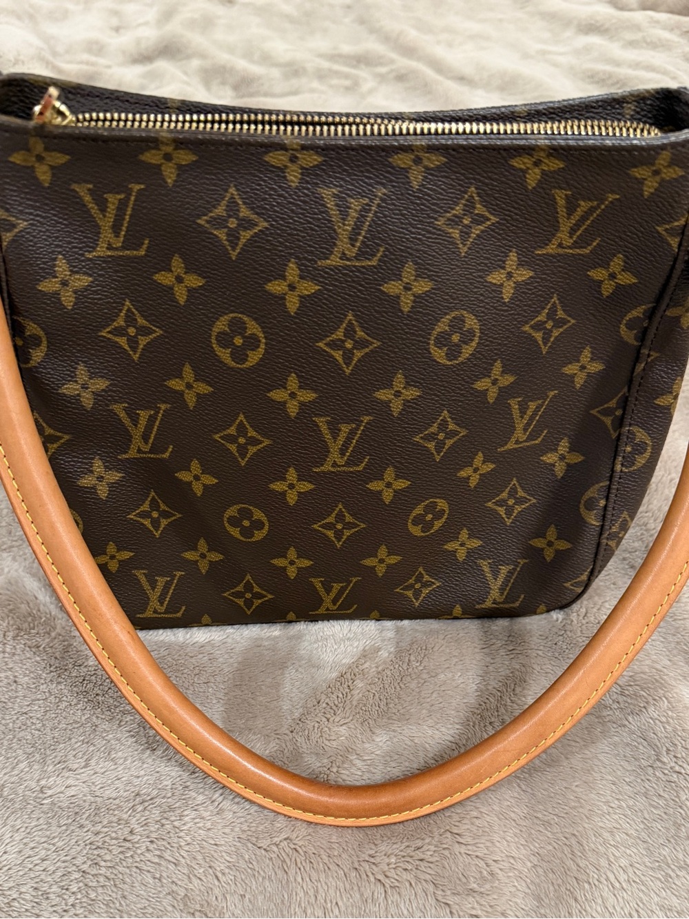 Louis Vuitton Monogram Canvas Shoulder Bag with Natural Vachetta Strap